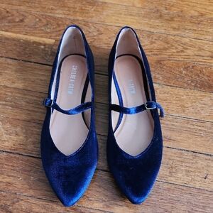 Chelsea Crew Deep Blue Velvet Flats